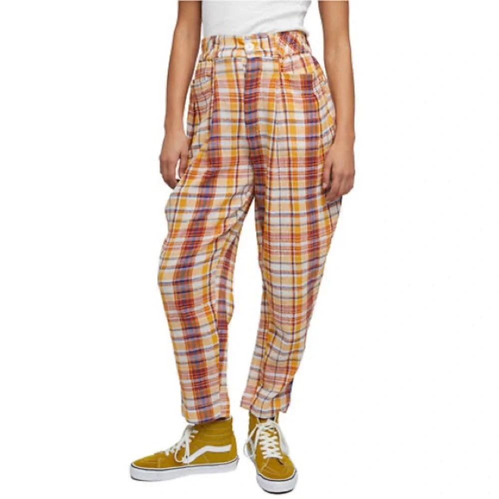 NEW Free People Women's Make A Stand Plaid Trousers Pants Z299-2